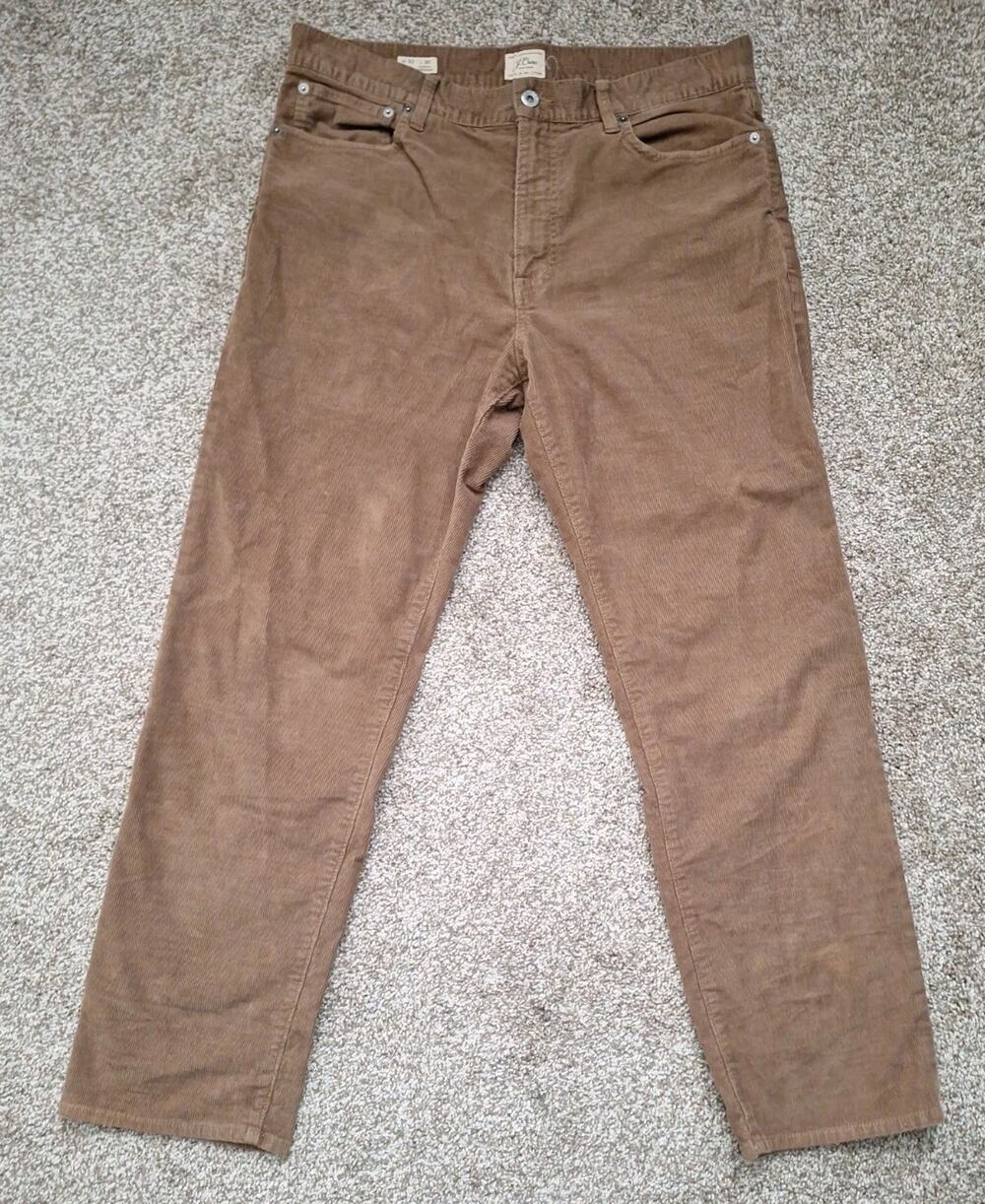 J Crew Classic Straight Corduroy Mens 33x30 Brown Pants NWOT